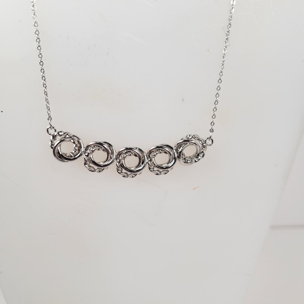 Sterling Silver Delicate Circle Bar Necklace 925 Chain Pendant About‎ 14"